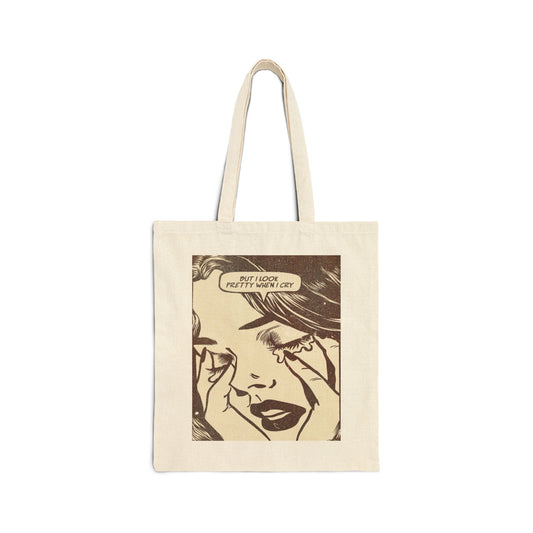Tote Bag — Vintage Comic "But I Look Pretty When I Cry" Canvas Shopper