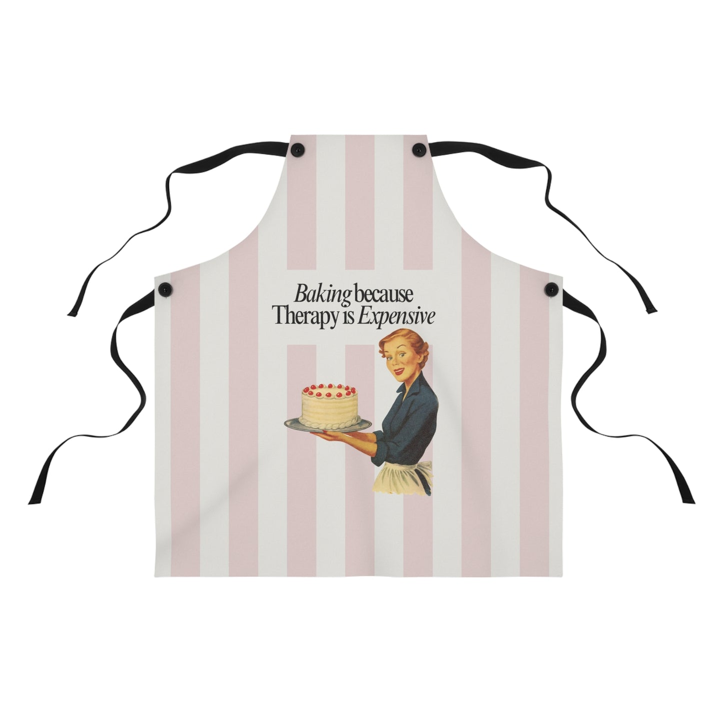 Baking Because Therapy Is Expensive Vintage Pin-Up Kitchen Apron