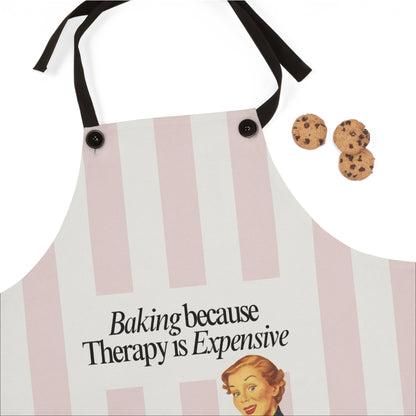 Baking Because Therapy Is Expensive Vintage Pin-Up Kitchen Apron