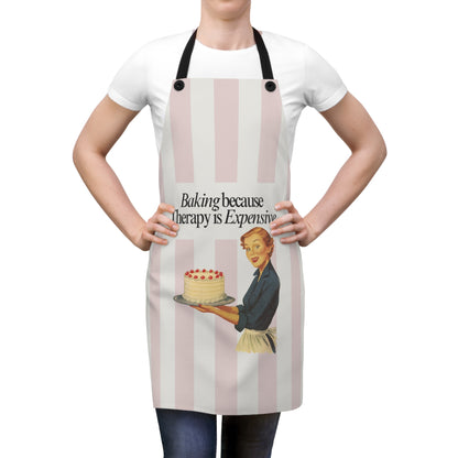 Baking Because Therapy Is Expensive Vintage Pin-Up Kitchen Apron