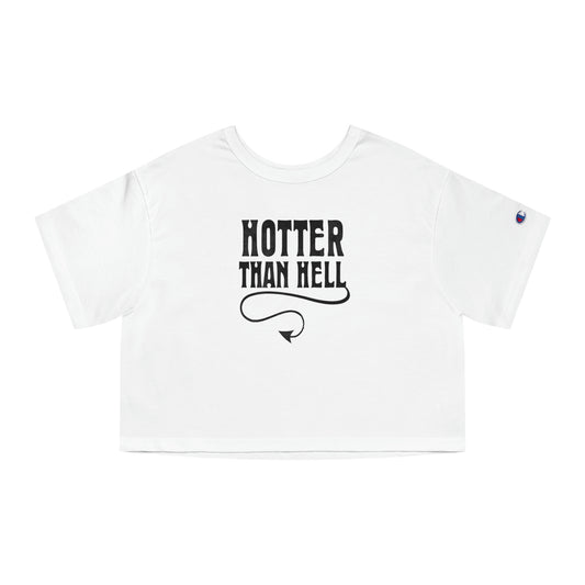 Hotter Than Hell Champion Heritage Crop Top - Vintage Comics