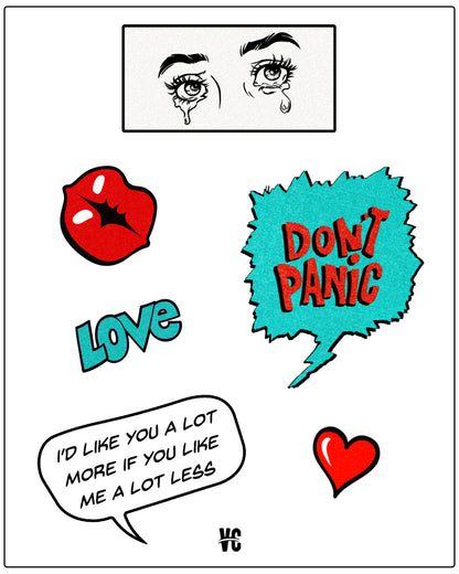 Don't Panic Sticker Sheet - Vintage Comics
