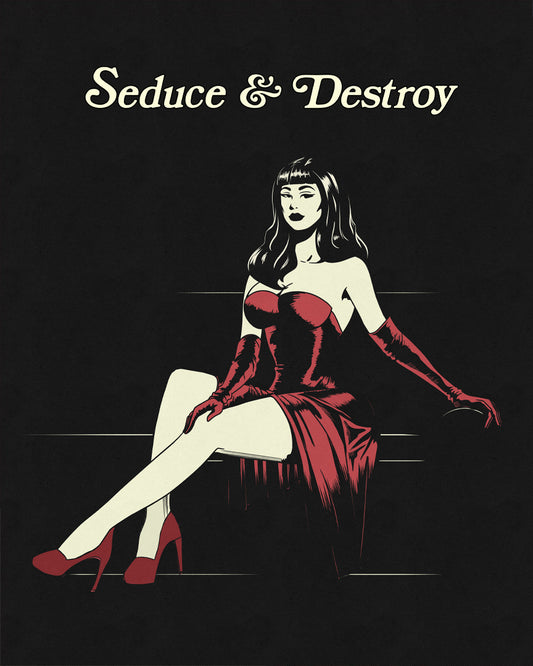 Seduce & Destroy Art Print (Black Edition) - Vintage Comics