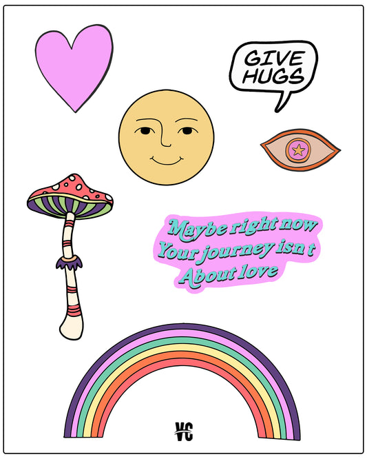 Give Hugs Sticker Sheet - Vintage Comics